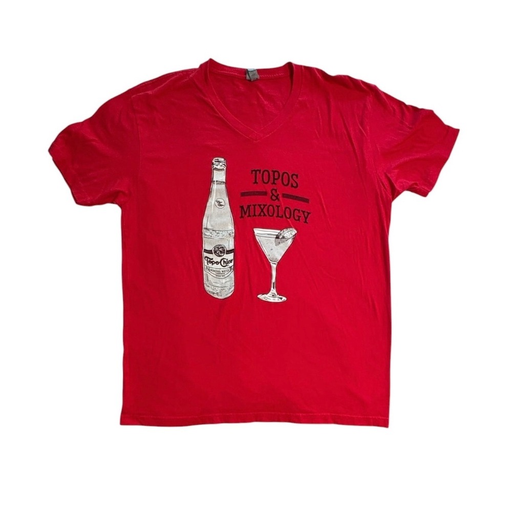 5 for $25 Topo Chico Mixology Graphic T Shirt Red V Neck XL Cocktail Tee